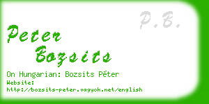 peter bozsits business card
